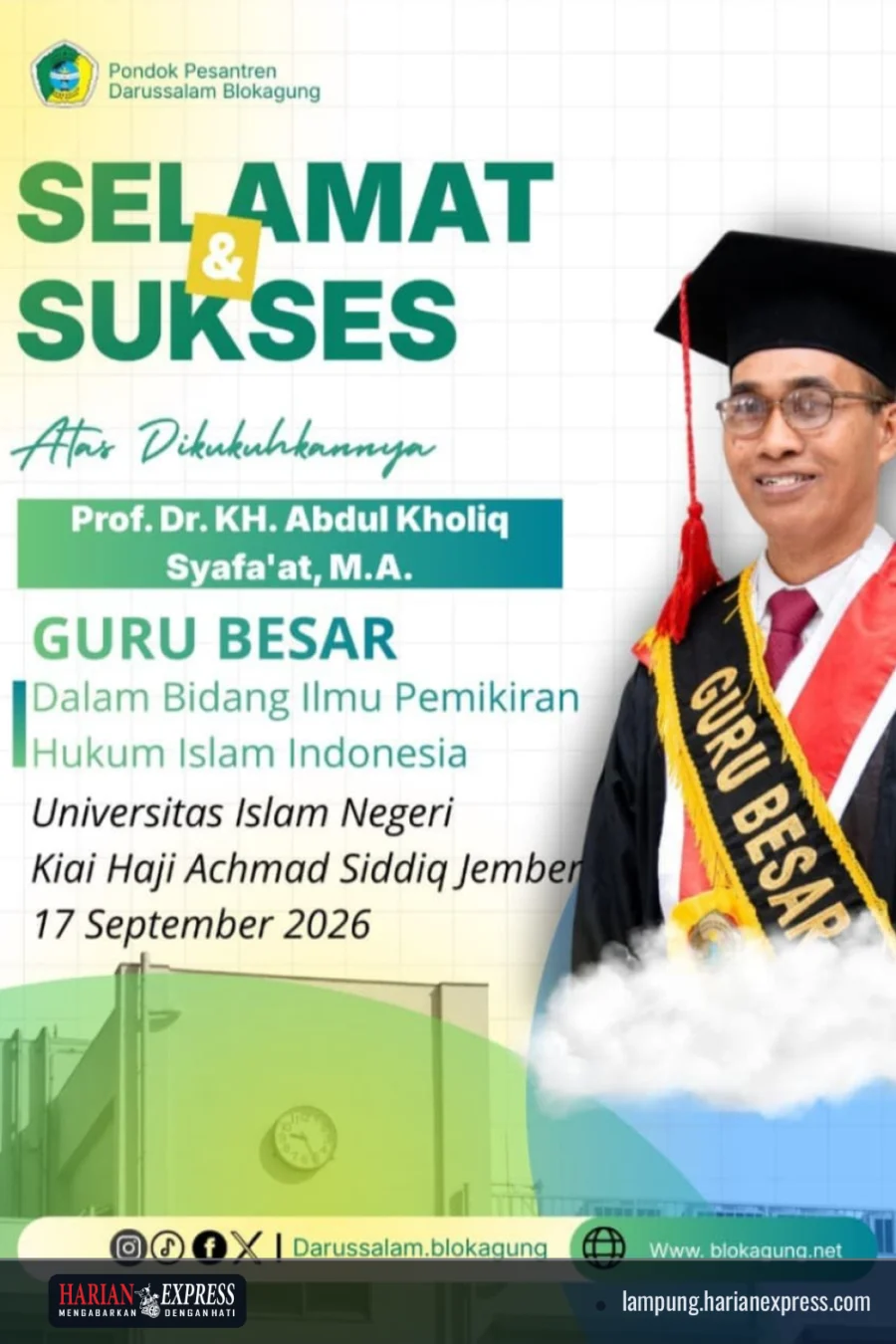 YPP Syirkatut Tholibin Tanggamus Beri Selamat kepada Guru Besar UIN